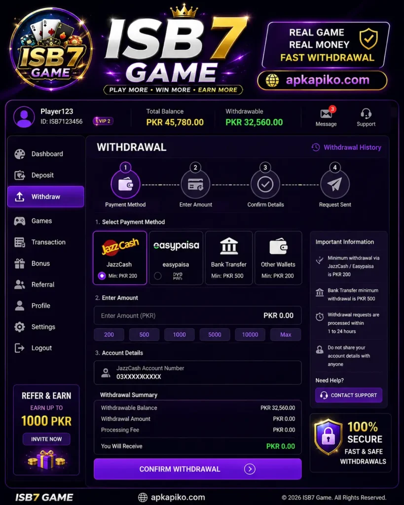ISB7 Game withdrawal