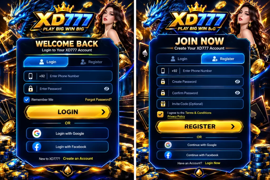 XD777 Game Login And Register Image