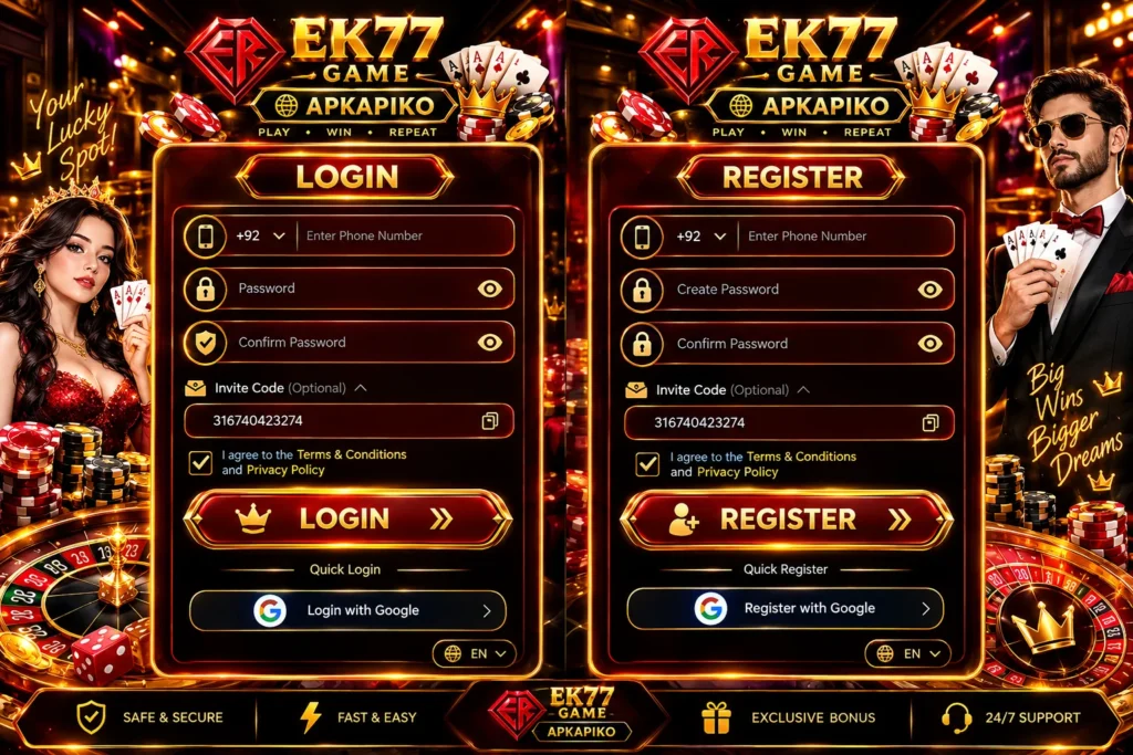 EK77 Game Login And Register Image