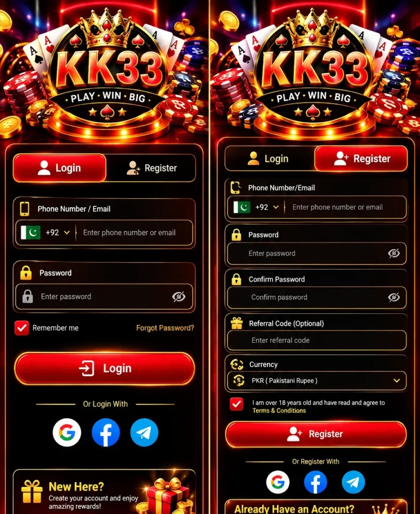 KK33 Game login and register image