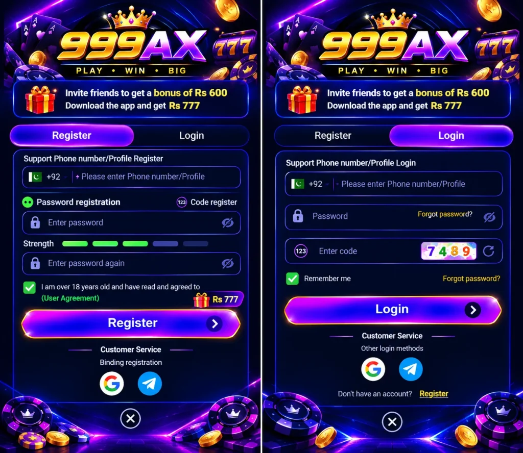 999AX Game login and register Image