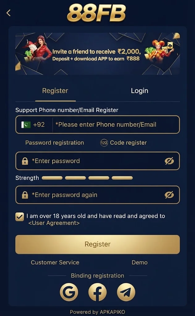 88FB Game login and register Image