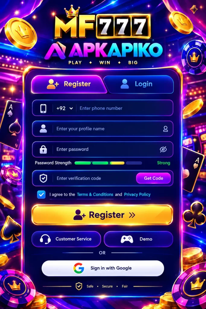 MF777 Game Login And Register Image