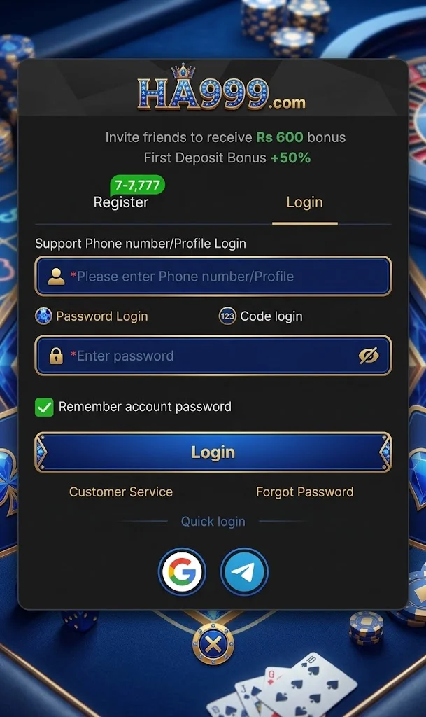 HA999 Game login and register image
