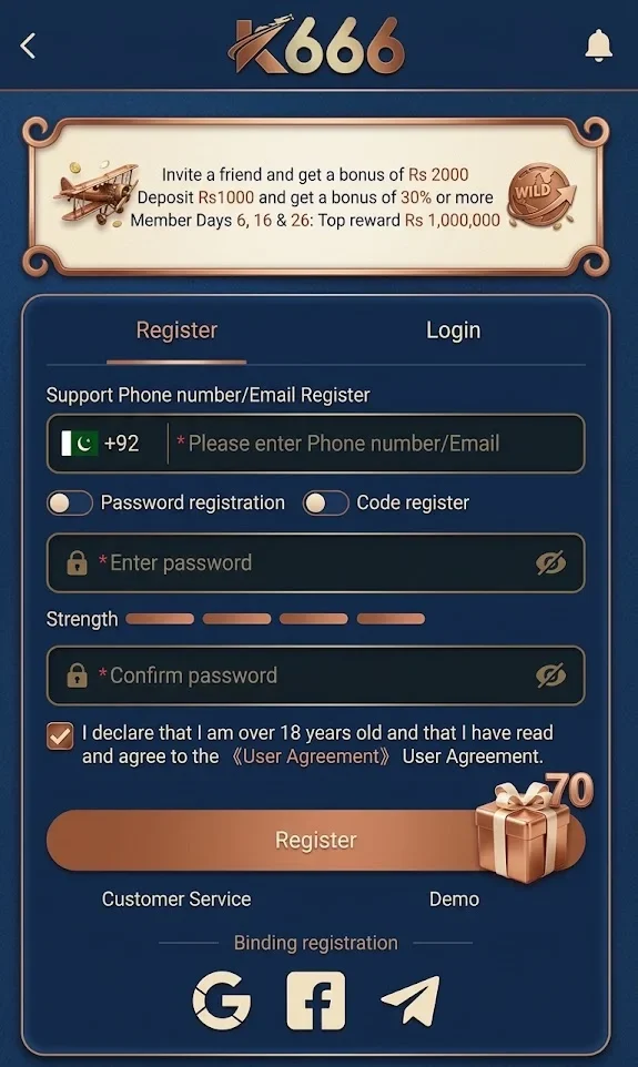 K666 Game login and register Image
