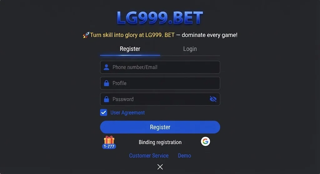 LG999 Game Login And Register image