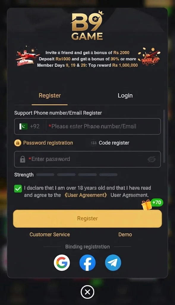 B9 Game Login And Register Image